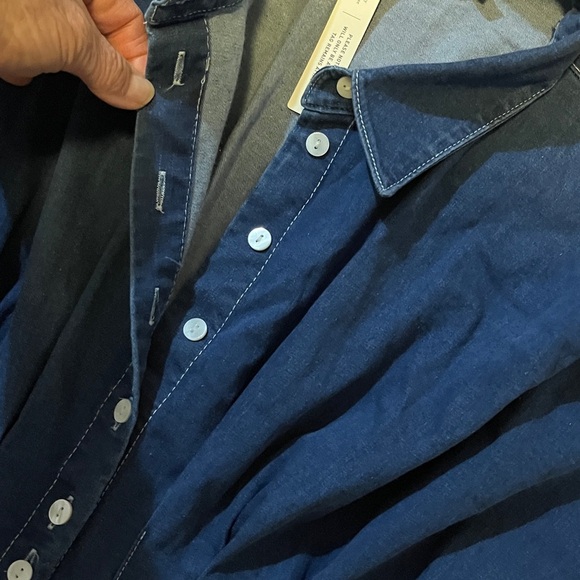 Anthropologie x Exquise The Tobie Button-Front Pleated Shirt Dress Denim LP NWT - Picture 12 of 15